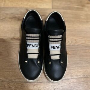 Fendi Black Logo Knit and Leather Rockoclick Slip
On Sneakers